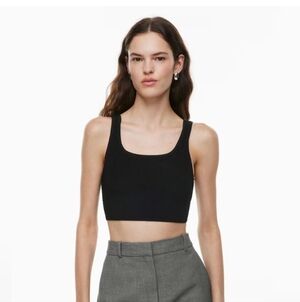 Aritzia Babaton Sculpt Knit Square neck Cropped Tank Black Small